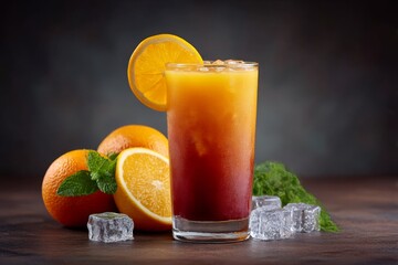 Tequila Sunrise Cocktail with Orange Juice Grenadine and Ice Summer Drink
