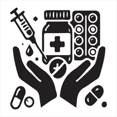 medicine icon art black and white