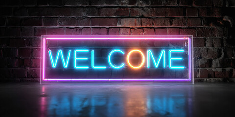 welcome with neon lights on wall