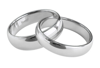 Two intertwined, polished silver wedding bands