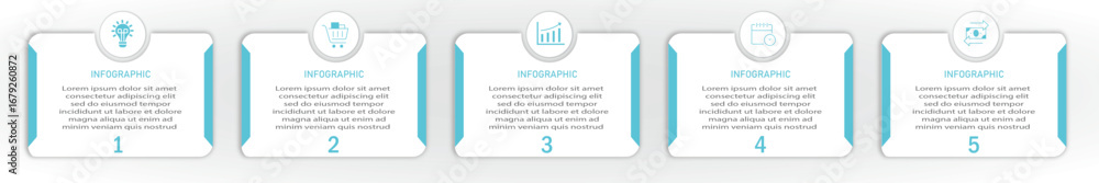 Poster timeline business process visualization with icon | modern infographic design with circle and two si