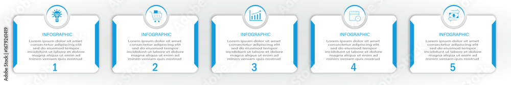 Poster timeline business process visualization with icon | modern infographic design with circle and two si
