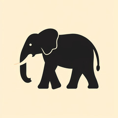 Fototapeta premium Black Elephant Silhouette on Beige Background