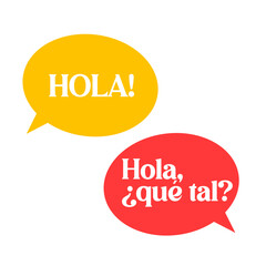 Spanish Dialogs and Conversations with Speech Bubbles. Vector Illustration for Learning Spanish Language.