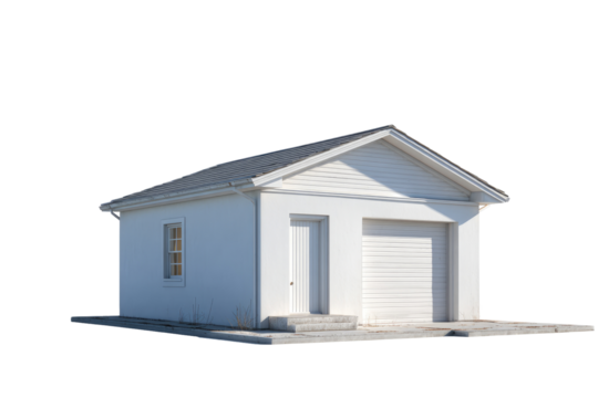 White detached garage, simple design
