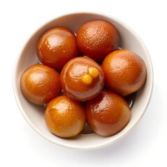 Gulab Jamun in Syrup on White Background – Traditional Indian Sweet