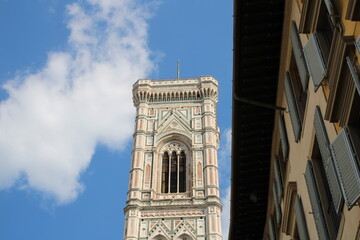 Close-up of the Giotto's bell tower (campanile) in Florence, Tuscany, Italy.
