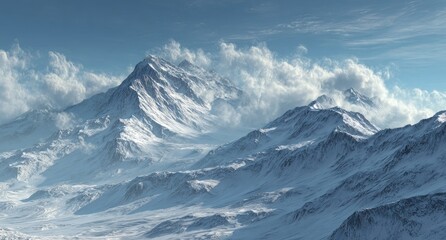 Obraz premium Snowy mountain range panorama