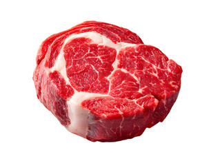 Fototapeta premium A fresh, raw boneless ribeye roast with intricate marbling. Isolated on a clean background, it's perfect for gourmet grilling, steak, and fine dining.