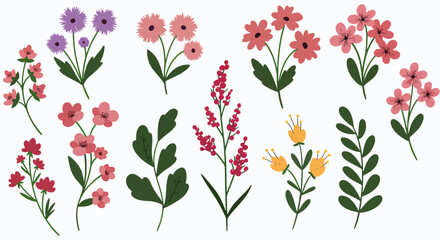 Vector Minimalist SVG Icon Set with Geometric Shapes and Flat Design Style in Bright Colors