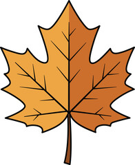 Obraz premium A colorful illustration of a maple leaf in shades of orange and brown on transparent background