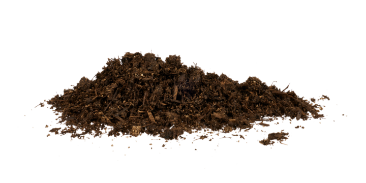 pile of soil isolated on white or transparent png