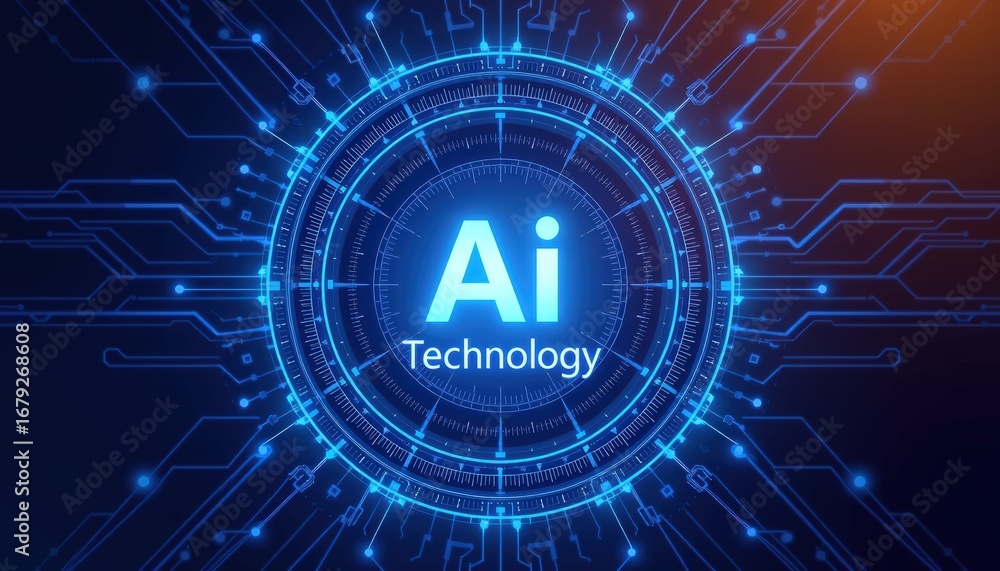 Poster digital innovation in technology a central circular design with hi-tech computing background and inf