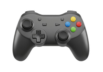 Black video game controller isolated on transparent background