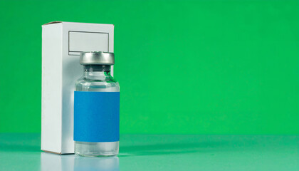 Secure a vial of vaccine and its packaging, symbolizing health and medical advancements. green screen