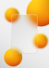 Modern abstract background with a glass morphism effect and volumetric yellow spheres. Eps 10