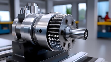 Detailed Industrial Gear Mechanism with Precision Engineering Display