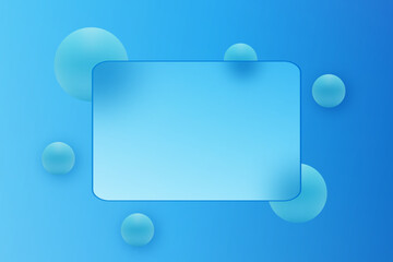 Blue abstract background with glass morphism effect and transparent spheres. Eps 10