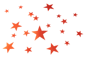 red christmas stars pattern isolated on white or transparent png