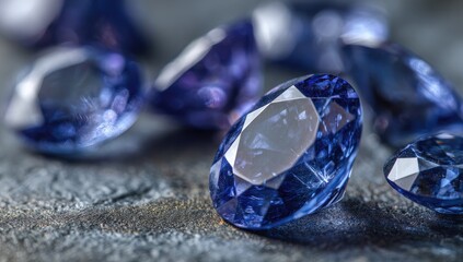 Close-up of vibrant blue gemstones