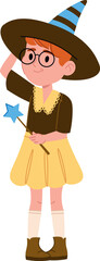 Girl Wizard with Magic Wand
