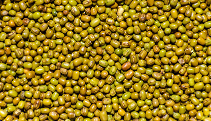Close-Up of Green Mung Beans or Green Gram in Full Frame View for Backgrounds