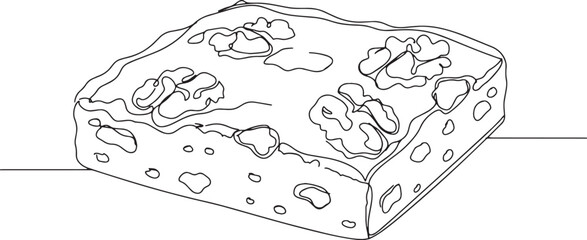 Outlined walnut brownie illustration showcasing simple dessert c