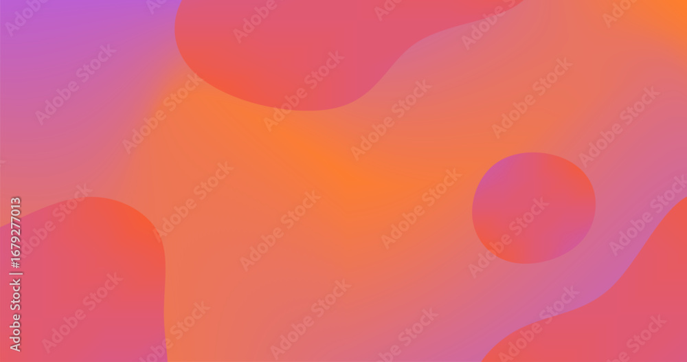 Poster fluid shapes composition abstract red orange gradient background