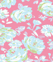 Big flowers pattern, upscale floral pattern. graphical textures floral, trendy colors pattern , flowers background with leaves. vector illustration