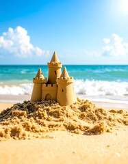 Sandcastle on a sunny beach