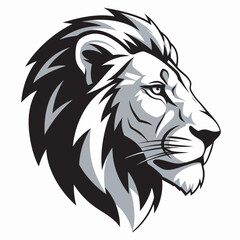 Lion Head Mascot Logo in Monochrome Vector Style