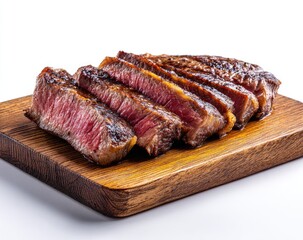 Sliced steak on a wooden board (2)