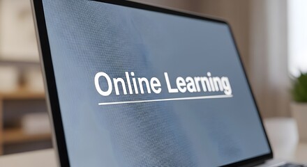 Concept of remote education and digital courses displayed on a modern laptop screen in a home or office setting.