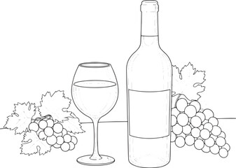 Elegant Wine Still Life: A Serene Composition of Wine Bottle, Gl