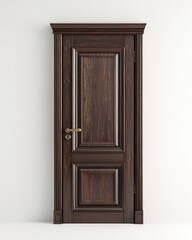 Dark brown wooden door against a plain wall