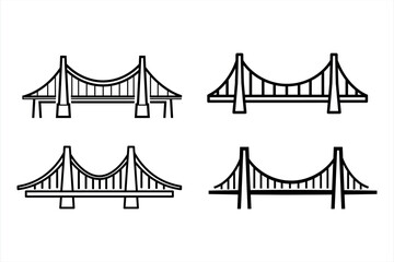 Fototapeta premium Collection of Suspension Bridge Line Icons