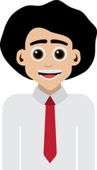 Cartoon Portrait of Bald Businessman, Professional Worker Cartoon