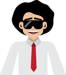 Cartoon Portrait of Bald Businessman, Professional Worker Cartoon