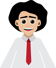 Cartoon Portrait of Bald Businessman, Professional Worker Cartoon