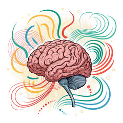 Featuring Create Bold Stroke Brain With Wave Lines Vibrant Professional Photo
