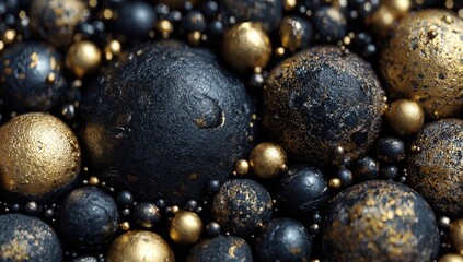 Abstract spheres of gold and black (1)