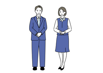 立ち姿の男女のビジネスパーソン