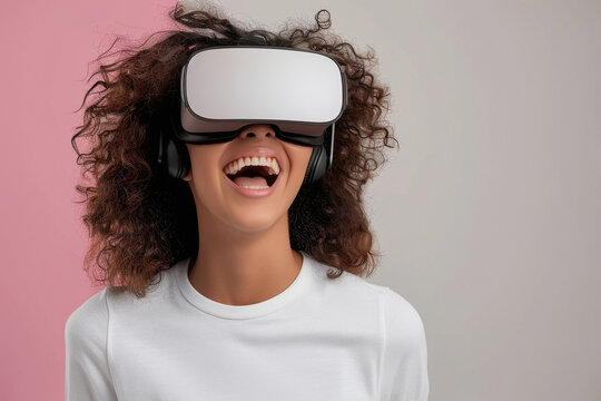 close up of young indian woman wearing virtual reality glasses - Powered by Adobe