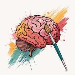 Depicting Create Bold Stroke Brain With Brush Strok Crisp Professional Photo