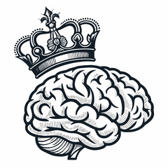 Crisp Create Bold Stroke Brain With Crown Top Symboli Premium Digital Asset