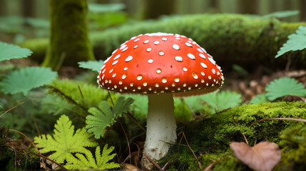 Fly agaric in forest