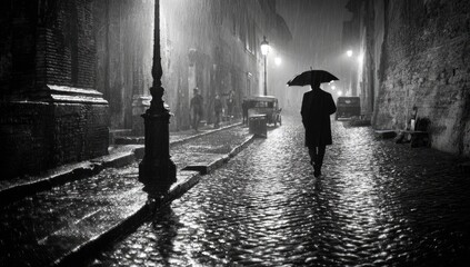 Rainy night street scene