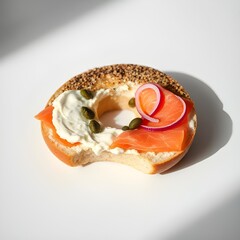 Fresh Bagel with Cream Cheese, Smoked Salmon, Capers, and Red Onion