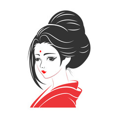 Geisha icon logo illustration
