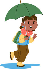 Girl with Umbrella in Rain